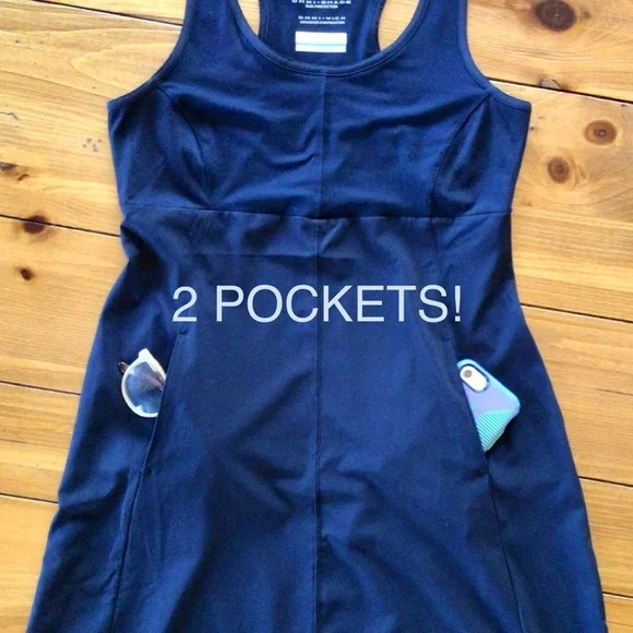 COLUMBIA, LIKE NEW! OMNI SHADE RACERBACK SUN PROTECTIVE SPORT DRESS BLACK - Picture 3 of 10